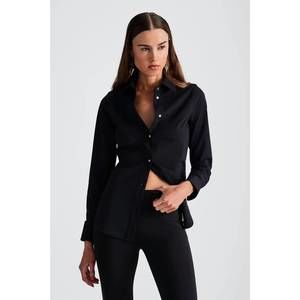 NEW IN/ONE winnie button front shirt in black